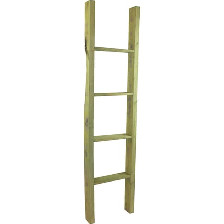 Ekena Millwork 15"W x 60"H x 3 1/2"D Vintage Farmhouse 4 Rung Ladder, Barnwood Decor Collection, Restoration Green DECR015X060X04LDRGR